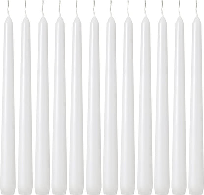 Taper Candles 10 Inch (H) Dripless, Set of 24 White Unscented and Smokeless Taper Candles Long Burning, Paraffin Wax with Cotton Wicks for Burning 8 Hours Time1