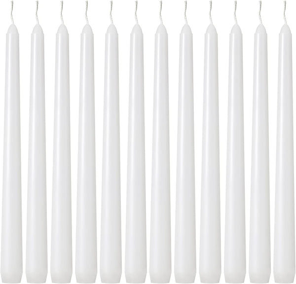 Taper Candles 10 Inch (H) Dripless, Set of 24 White Unscented and Smokeless Taper Candles Long Burning, Paraffin Wax with Cotton Wicks for Burning 8 Hours Time1