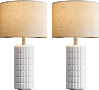 23" Ceramic Table Lamps Set of 2, Lamps for Bedroom, Light White7