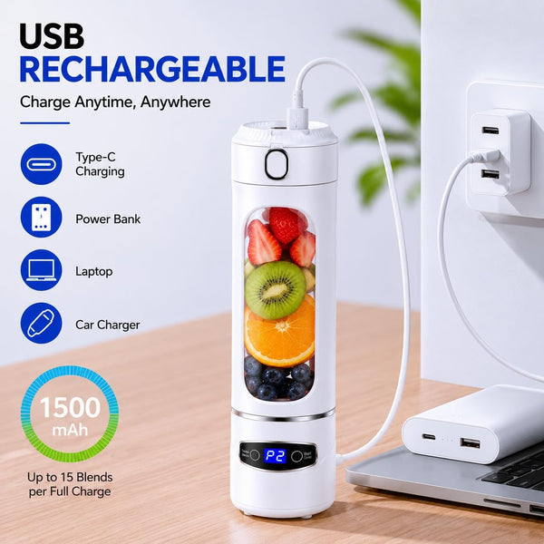 Portable Blender for Shakes and Smoothies, 20 Oz Personal Blender USB Rechargeable, 6-Blade High Speed Juicer Cup for Protein Shake, Fruit Smoothie, Travel, Gym, Office, White5