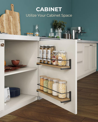 Wooden Spice Rack Wall Mounted, over the Stove, Kitchen Wall, 2 Pack6