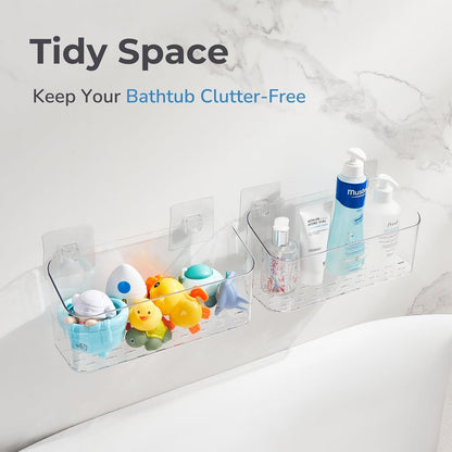 Bath Toy Storage Holder for Bathtub, Clear Bath Toy Organizer Large Capacity Bathtub Toy Storage Shower Caddy for Bathroom (2 Large)5