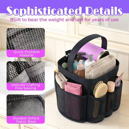 Mesh Shower Caddy Portable with 8 Upgraded Deeper Pockets,Hanging Caddy Dorm Basket, Quick Dry Shower Bag5