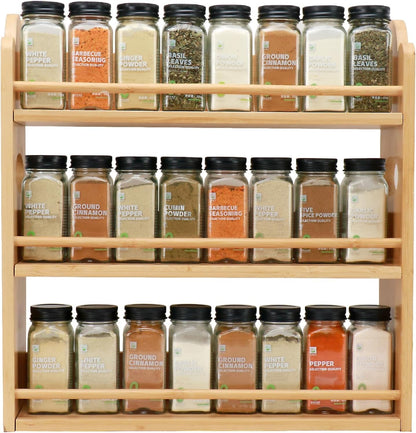 3-Tier Bamboo Spice Rack, Wall Mount & Countertop Spice Organizer1
