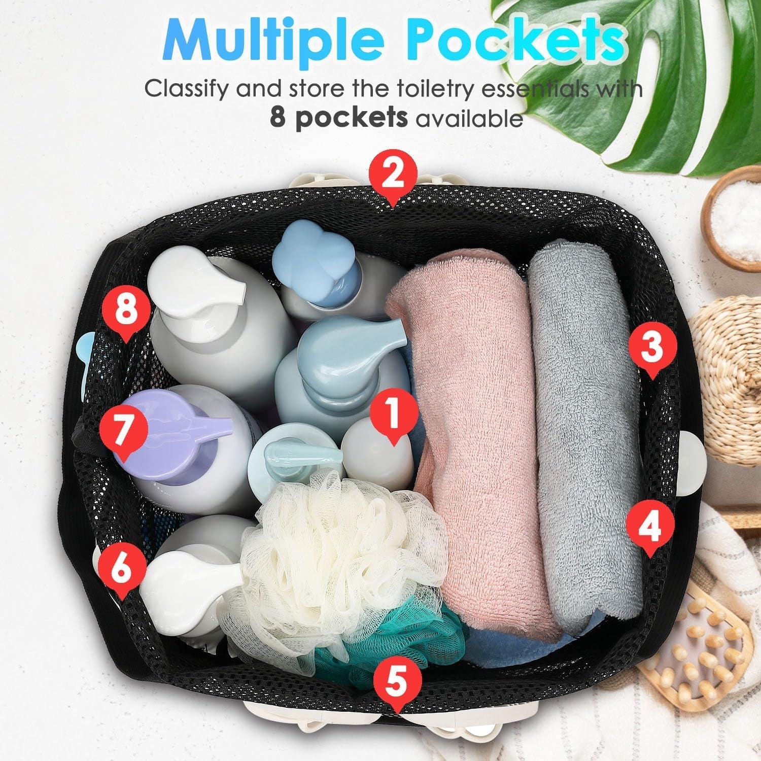 mesh-shower-caddy-portable-with-drawstring-dorm-room-essentials-for-college-girls-guys-8-pocket-extra-large-shower-bag-basket-tote-for-camping-beach-gym-travel-toiletry-bathroom