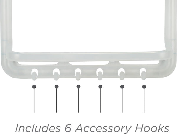 Molded Shower Caddy | Bathroom Storage | Hangs over Shower Head | 6 Accessory Hooks | Holds Razors | Washcloths | Accessories | Suction Cup Stability | White4