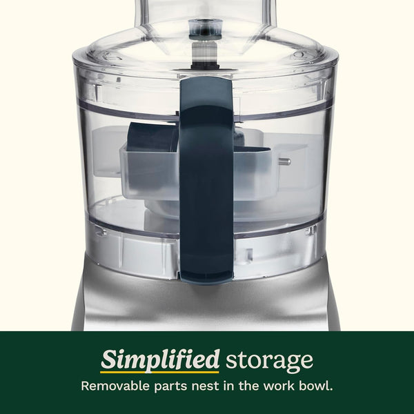 5‑Cup Chop & Shred Food Processor, Compact Food Chopper, Easy‑Store Design, Silver FP-54