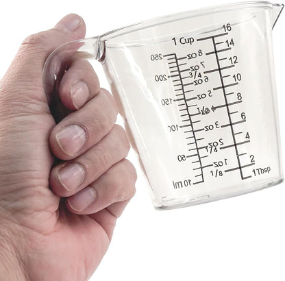 1 Cup (250Ml) Measuring Cup, Laser-Etched Oz/Cup/Ml/Tbsp, Small Plastic Measuring Cup with Handle for Baking, Hair Color & Resin1