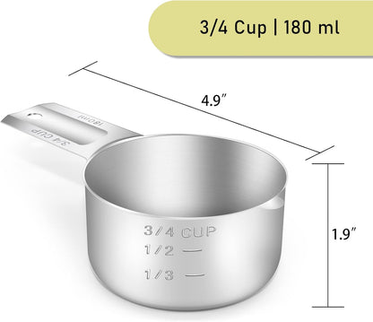 1PCS 3/4Cup(180Ml, 6Oz) Measuring Cup, 18/8 Stainless Steel Measure Scoop2