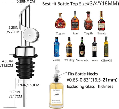 2 Pack Liquor Pour Spout, Auto Flip Olive Oil Dispenser Spout, Pour Spout for Liquor Bottles, Olive Oil Spout, Bottle Pourers for Alcohol Wine Syrup Home Bar Accessories Silver4