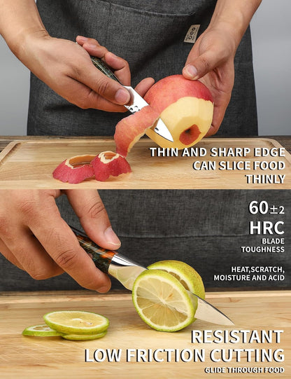 3.5 Inch Paring Knife - Fruit and Vegetable Peeling Knives, Forged Damascus Steel & Resin Handle - YAO Series2
