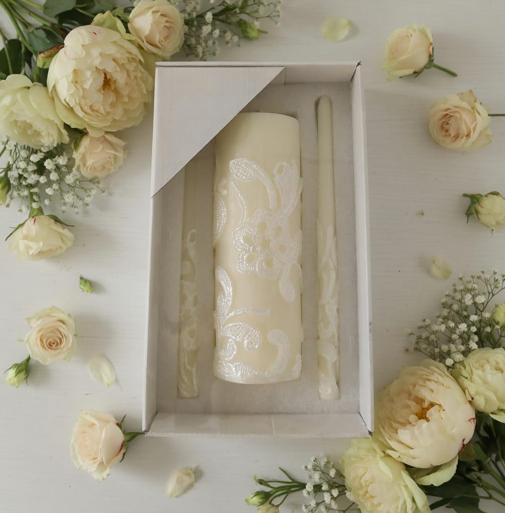 11-50-inch-high-cream-wedding-unity-candle-set-includes-1-pillar-and-2-taper-candles-great-for-weddings-as-well-as-special-events-and-emergency-lighting-or-for-reiki-spa-meditation