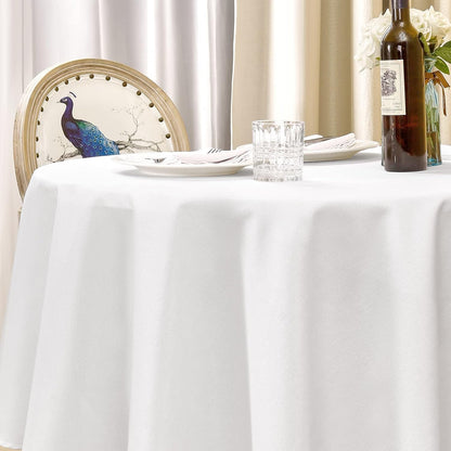 round Table Cloth Linen Farmhouse Tablecloth Waterproof Anti-Shrink Soft and Wrinkle Resistant Decorative Fabric Table Cover for Kitchen (White, 60" round (2-4 Seats))5