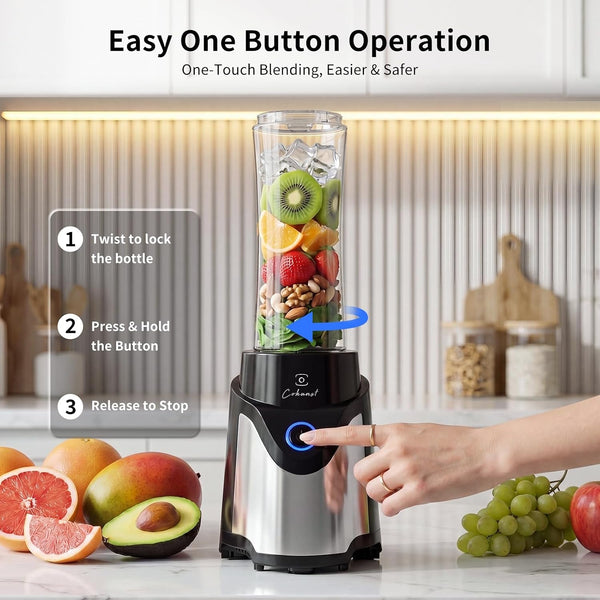 Smoothie Blender, Personal Blender with 2 To-Go Cups & Lids, Black | 25,000 RPM Powerful Motor, Blender and Grinder Combo, One-Button Pulse, BPA Free, Compact Size, for Kitchen, Frozen Drinks3