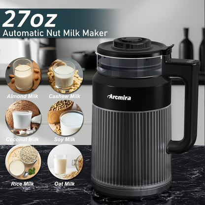 6 in 1 Nut Milk Maker Machine, 27Oz Soy Milk Maker with 8 Blades | Delay Start/Keep Warm/Self-Clean/Boil Water for Homemade Almond, Soy, Juice, Oat, Plant Based & Non Dairy Beverage for Family3