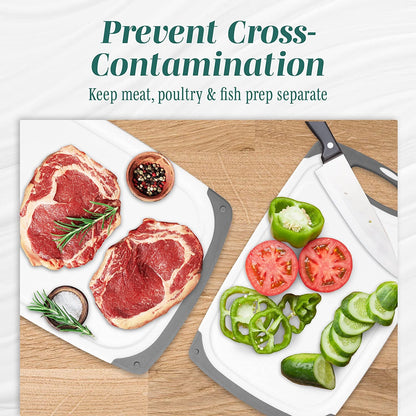 Cutting Boards for Kitchen - Bpa-Free Chopping Board - Different Sizes & Non Slip Handles - Reversible, Large Cutting Board Set - Unique Gifts for Cooks Who Have Everything - 3-Pack Gray9