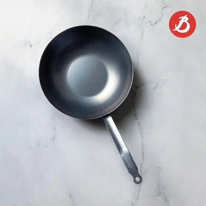 '- Blue Carbon Steel Wok Pan 2Mm Thick - ACCESS - 12.5” Diameter, 6” Cooking Surface - Oven Safe - Naturally Non-Stick Finish - Made in France | Angled Helper Handle Provides Secure Dual-Grip Control to Easily Toss and Serve Stir-Frys in Busy Commercial Kitchens.8