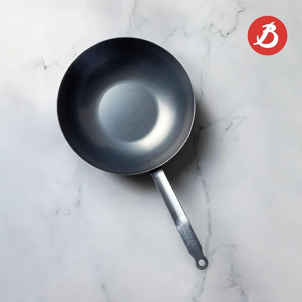 '- Blue Carbon Steel Wok Pan 2Mm Thick - ACCESS - 12.5” Diameter, 6” Cooking Surface - Oven Safe - Naturally Non-Stick Finish - Made in France | Angled Helper Handle Provides Secure Dual-Grip Control to Easily Toss and Serve Stir-Frys in Busy Commercial Kitchens.8