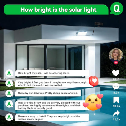 Solar Lights Outdoor, 3 Modes Solar Security Lights Motion Sensor 1 Pack8