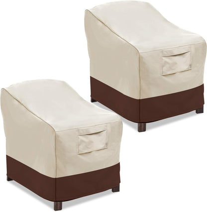Patio Chair Covers, Lounge Deep Seat Cover, Heavy Duty and Waterproof Outdoor Lawn Patio Furniture Covers (2 Pack - Large, Beige & Brown)1