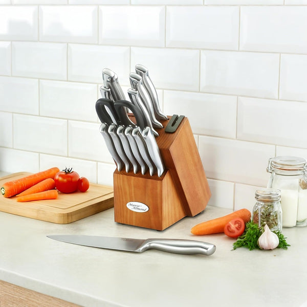 Knife Block Set Kitchen Knives Built-In Sharpener7