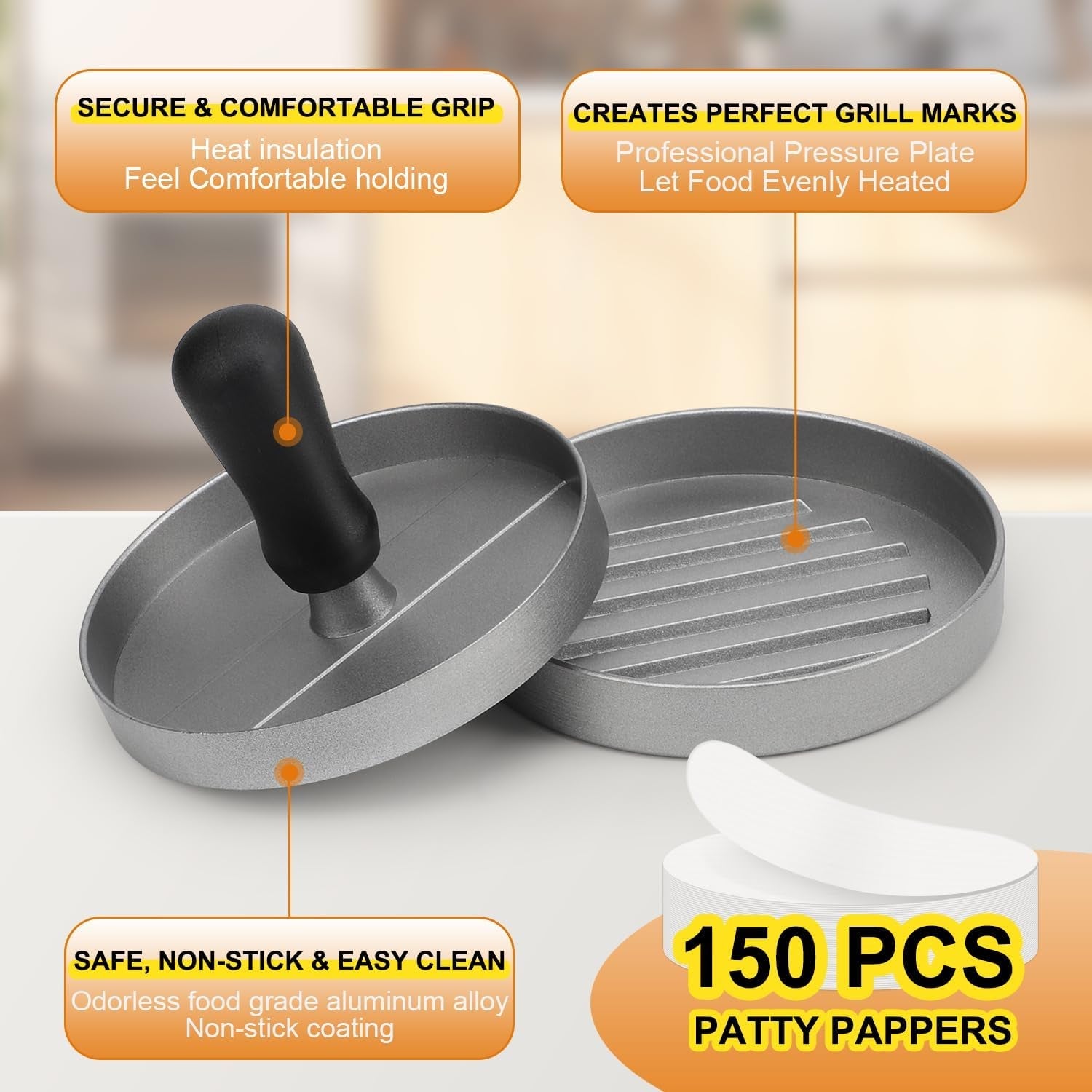 burger-press-150-patty-papers-non-stick-hamburger-patty-maker-with-wax-paper-aluminum-burger-maker-for-kitchen-bbq-grill