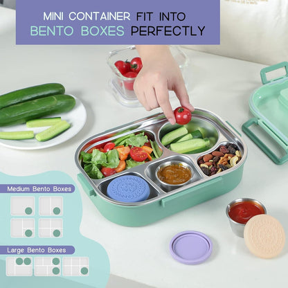 [8 Pack] Salad Dressing Container to Go, 2.4Oz Small Condiment Containers with Leakproof Silicone Lids, Reusable Stainless Steel Sauce Cups for Lunch Bento Box, Picnic and Travel6