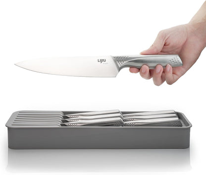 Kitchen Knife Set 7 Pcs & Horizontally Knives Case, Crafted from High Carbon 5Cr15Mov Stainless Steel and Food-Grade Polypropylene. (7)1