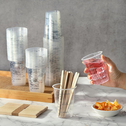 80Pcs Paint Mixing Cups, DV 8Oz Graduated Clear Plastic Measuring Cups with 80Pcs Wooden Stirring Sticks for Mixing Paint, Pigments, Epoxy Resins, Resins7
