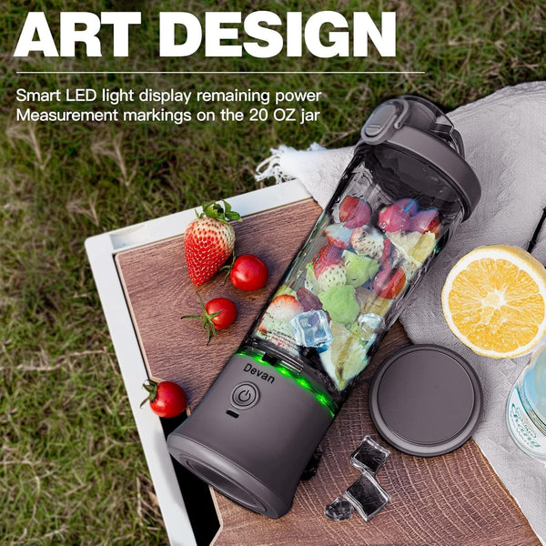 Portable Blender, Shakes and Smoothies Waterproof 20 Oz BPA Free Blender Cup and a Travel Lid. (Black, 20 Oz)3