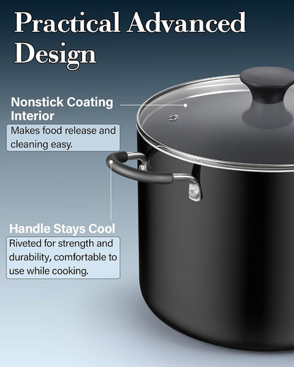 10.5 Quart Non Stick Stock Pot with Lid, Large Pots for Cooking | Nonstick Soup Pot, Stockpot Induction Cookware - Oven & Dishwasher Safe, Black6