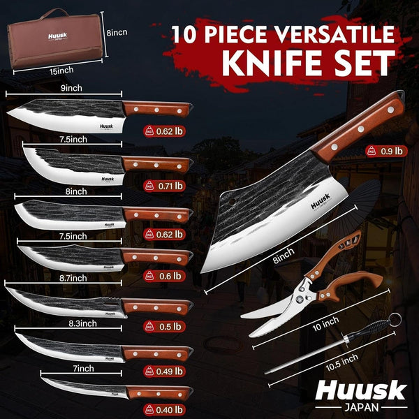 Butcher Knife Set, 10-Piece Hand Forged Chef Knife Set with Bag7