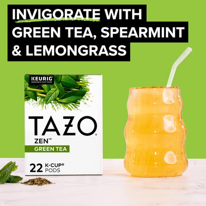 TAZO Zen Green Tea K-Cups, Green Tea Zen for Health and Wellness, 22 Pods | Zen Green Tea K-Cups for Quick Keurig Brewing Offer a Blend of Organic Green Tea, Lemon Verbena, Lemongrass and Spearmint3