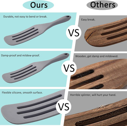 Silicone Spurtle Set, Silicone Spatula Set, Heat Resistant Cooking Utensil for Nonstick Cookware, Serving，Baking, Whisking, Smashing, Scooping, Spreading, 4 Piece2