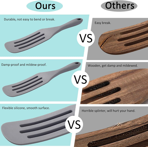 Silicone Spurtle Set, Silicone Spatula Set, Heat Resistant Cooking Utensil for Nonstick Cookware, Serving，Baking, Whisking, Smashing, Scooping, Spreading, 4 Piece2