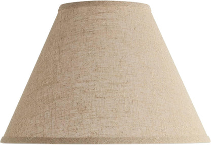 Pre-Assembled Sela Fine Large Burlap Empire Shade 6.5X15X10.75 (Spider) | 6.5" Top X 15" Bottom X 10" High X 10.75" Slant Replacement for Table Lamps Harp + Finial5
