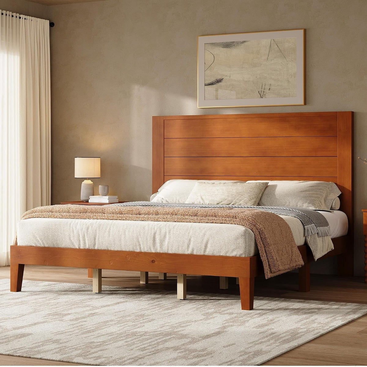 king-size-solid-wood-platform-bed-with-mid-century-style-brown