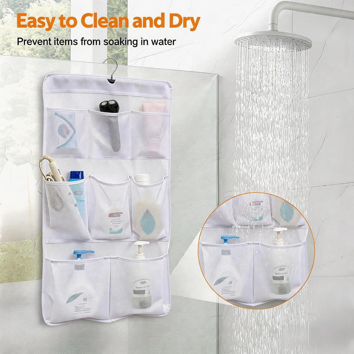 8-pockets-mesh-shower-organizer-hanging-caddy-with-rotating-hanger-quick-dry-bathroom-storage-white