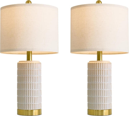 Ceramic Table Lamps Set of 2 for Bedroom Living Room, 21.5'' White8