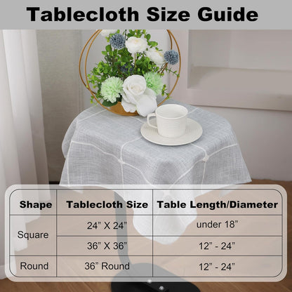 Small Square Tablecloth Plaid End Table Cloth 24" X 24" 2 PCS Grey6