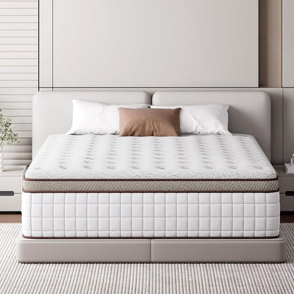 Full Mattress,14 Inch Hybrid Full Size Mattresses in a Box,Memory Foam & Pocket Spring,Medium Firm for Pressure Relief,Motion Isolation,Fiberglass Free,Certipur-Us,75" Lx 54" W1