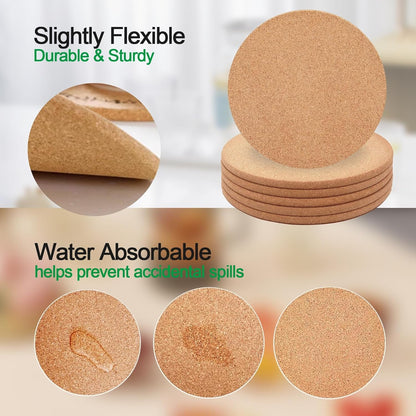 Cork Trivet, 4 Pack High Density Thick Cork Coasters Set for Hot Dishes, 8 Inch Heat Resistant Multifunctional Corks Trivets for Hot Dishes, Hot Pads for Kitchen, Table, Countertops3