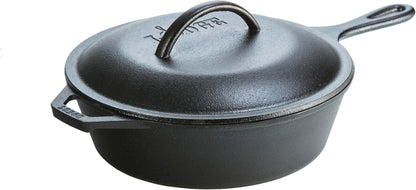 Pre-Seasoned Cast Iron Deep Skillet with Lid, 3 Quart | 3 Quart Cast Iron Deep Skillet & Lid for Frying, Braising & Slow Cooking on Any Heat Source, Non-Toxic, Made in USA4