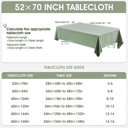 Rectangle Tablecloth Waterproof Linen Textured Table Cloth Stain and Wrinkle Resistant Washable, Decorative Fabric Table Cover for Dining, Party and Camping (Sage Green, 52 * 70)6