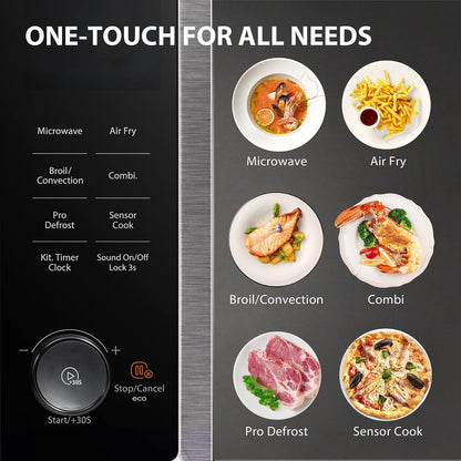 Countertop Microwave Oven Air Fryer Combo, Inverter, Convection, Broil, Speedy Combi, Even Defrost, Humidity Sensor, Mute Function, 27 Auto Menus, 1.0 Cu.Ft, 1000W, Stainless Steel8