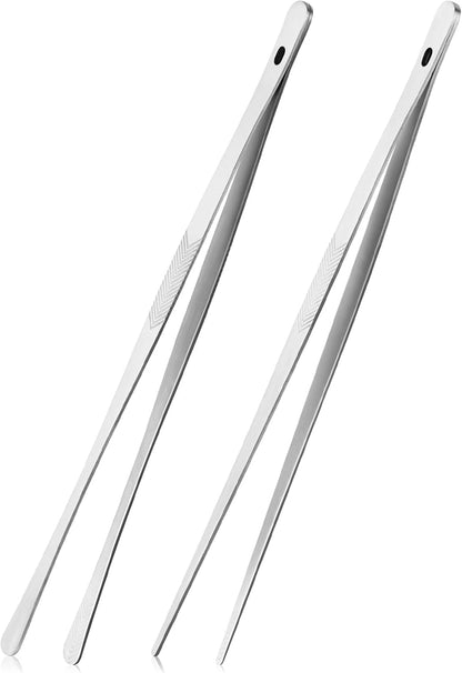 2PCS 12" Stainless Steel Kitchen Tongs Tweezers with Serrated Tips | Precision Grip, Chef Grade, Sturdy Kitchen Utensils, for Serving Food Pasta Salad, Suitable for Grill BBQ Culinary Use1