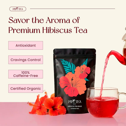 Organic Hibiscus Tea Bags – Caffeine Free Herbal Tea Rich in Antioxidants, Non-Gmo & Vegan, Sourced from Premium Hibiscus Flowers for Daily Wellness & Heart Health Support, 60G2