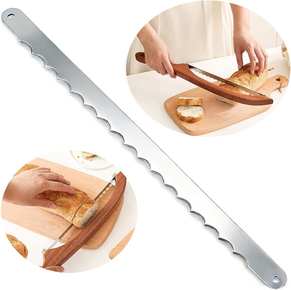 IKIWDOO 3Pcs Bread Knife Blades Refill, Bread Bow Knife Blades, Thicker Wider Bread Knife Slicer Replacement Blade, Come with Blade Guard7