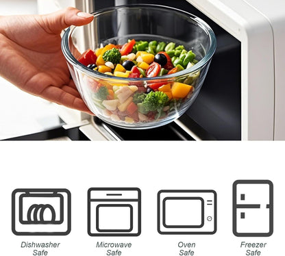 4 Packs Glass Mixing Bowls with Lids Set, 0.8/1.7/2.9/4.8 Qt | Glass Bowl Set, Nesting Bowls for Meal Prep, Food Storage, Bowls for Cooking, Baking, BPA Free5