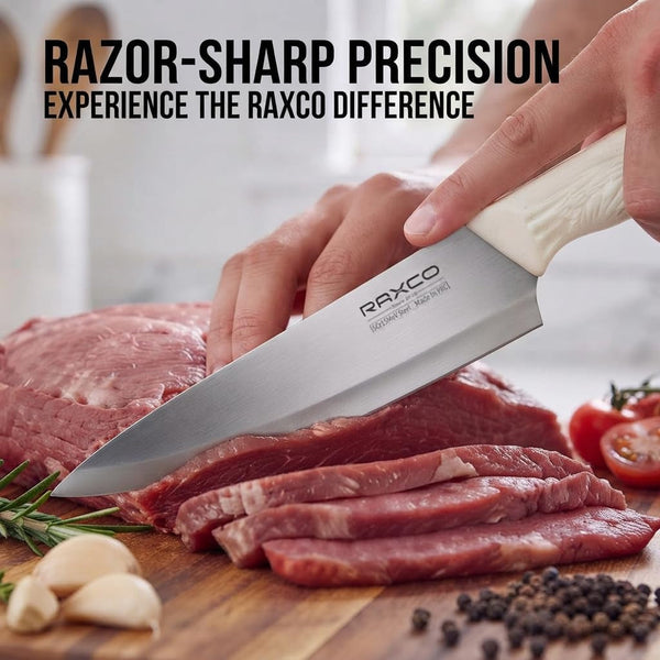 15-Piece White Knife Set with Block & Built-In Sharpener | Dishwasher Safe Cutlery Set Includes 6 Chef Knives, 6 Steak Knives & Scissors, Non-Stick Anti-Rust Coating, Ergonomic Grips4